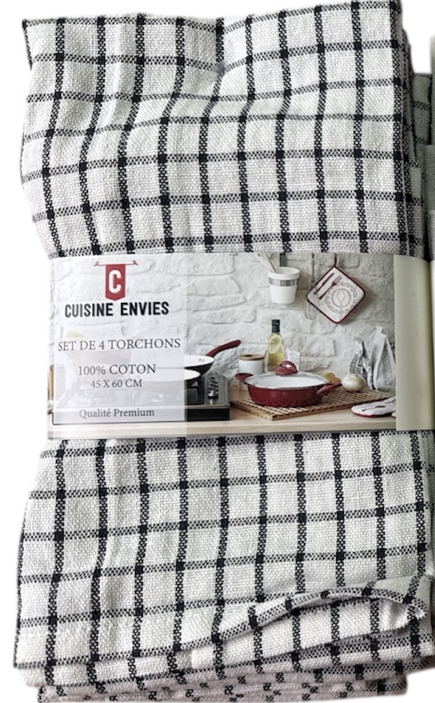 LOT DE 4 TORCHONS PETITS CARREAUX – Image 1