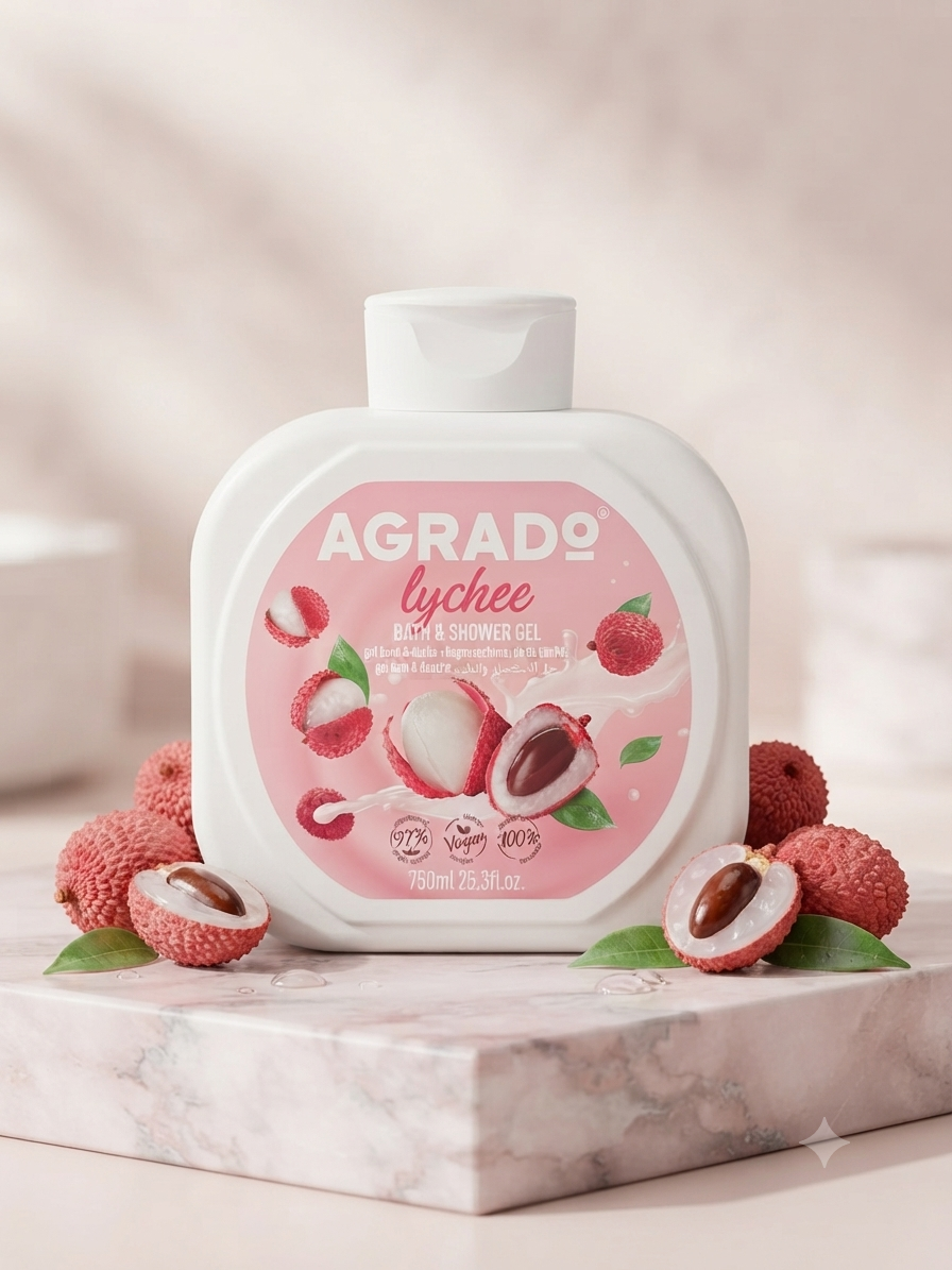 🥭 Gel douche ~ Agrado ~ lychee 750 ml – Image 1